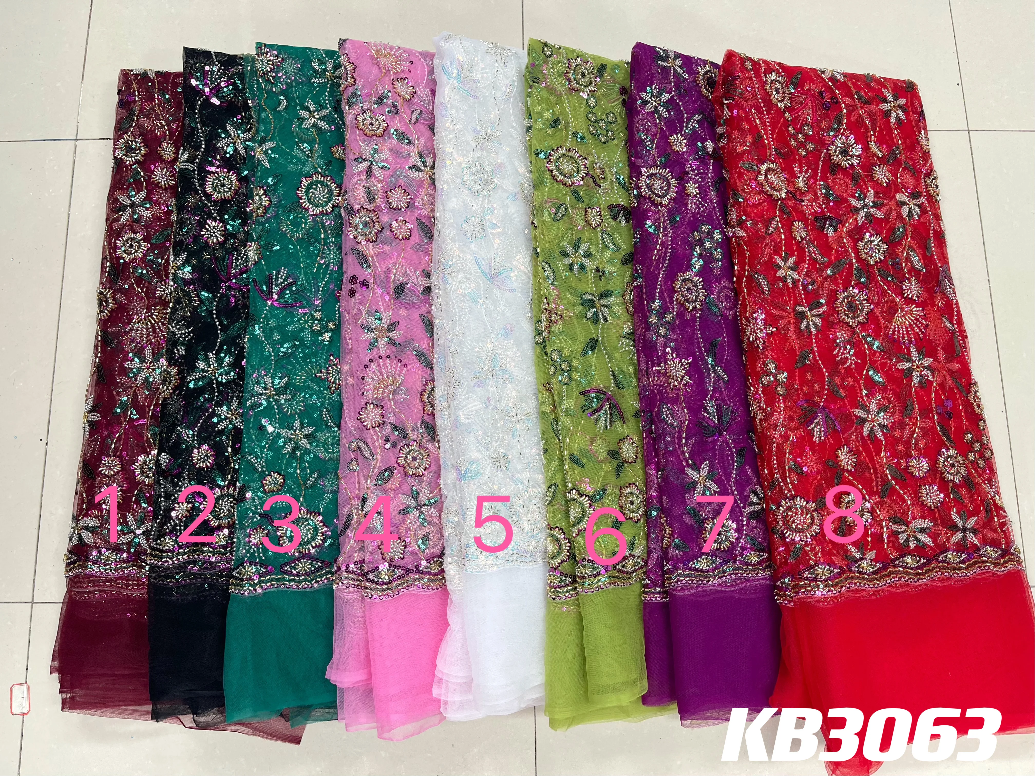 Luxury Vertical Striped Sequin Lace Fabric Latest Lace Fabric High Quality 2023 Green Beaded Lace Fabric For Wedding Party Dress
