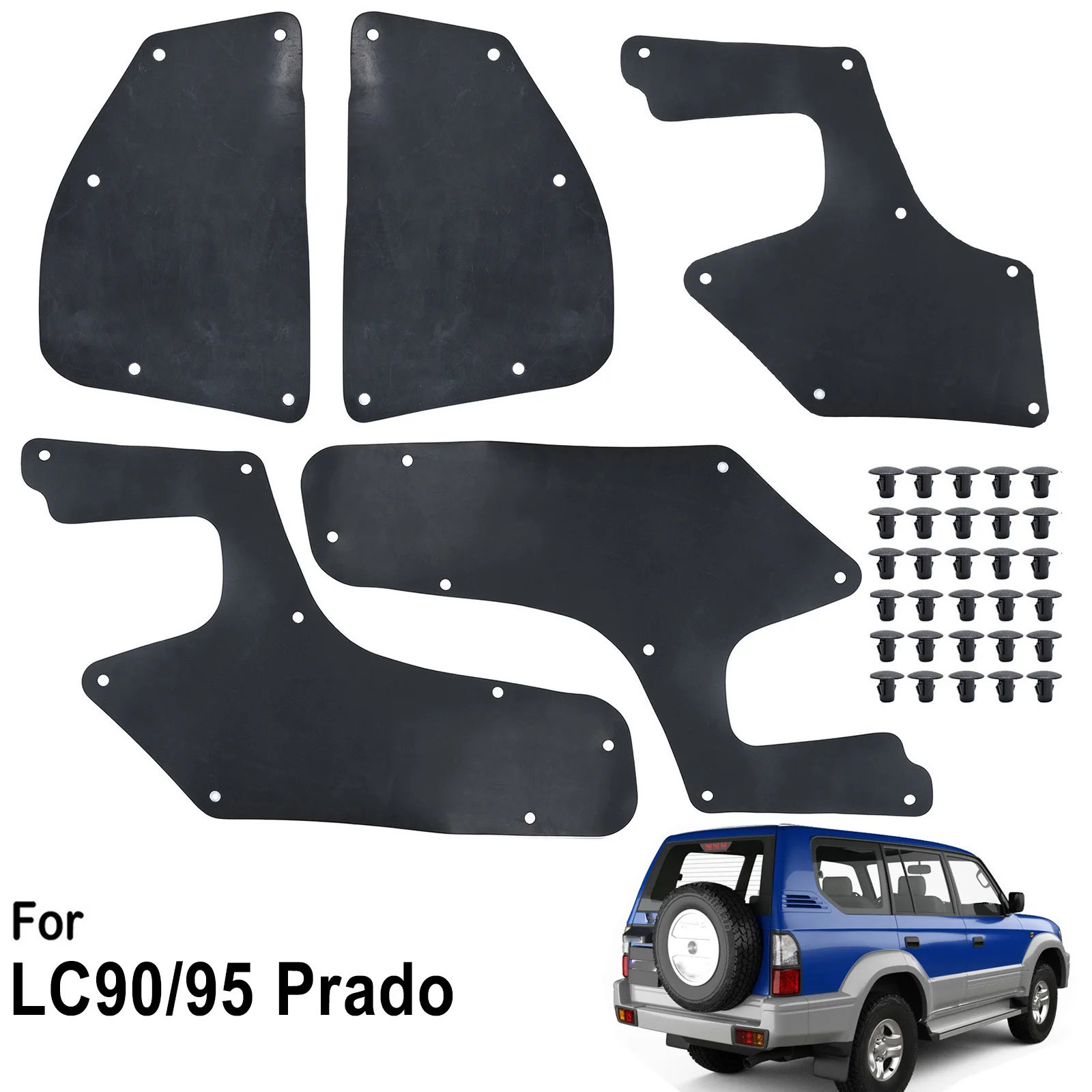 5pc For Toyota Land cruiser Prado Colorado J90 J95 1996-2002 Rubber Splash Shields Inner Fender Liner Apron Seals Guards & Clips