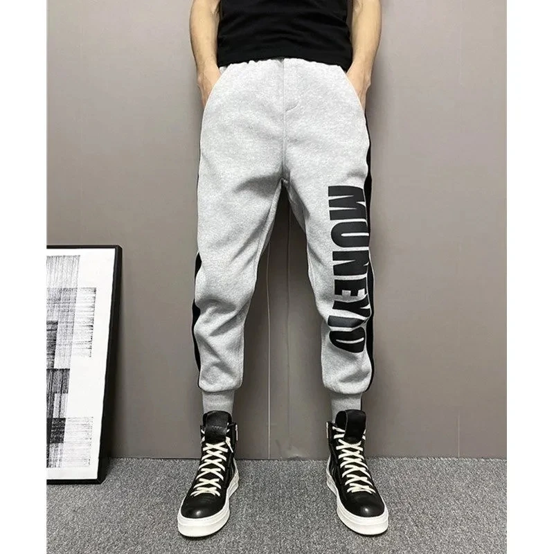 

Sweatpants Men Sport Jogging Pants Fashion Side Stripe Letter Printed Gym Gray Elastic Waist Drawstring Joggers Trousers For Men