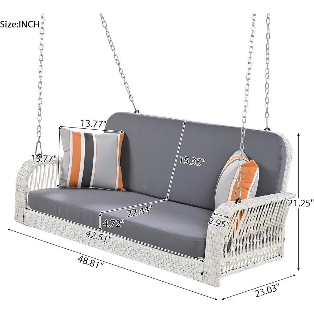 أرجوحة خوص خارجية لشخصين مع وسائد ووسائد للاسترخاء في الفناء أو بجانب حمام السباحة #2