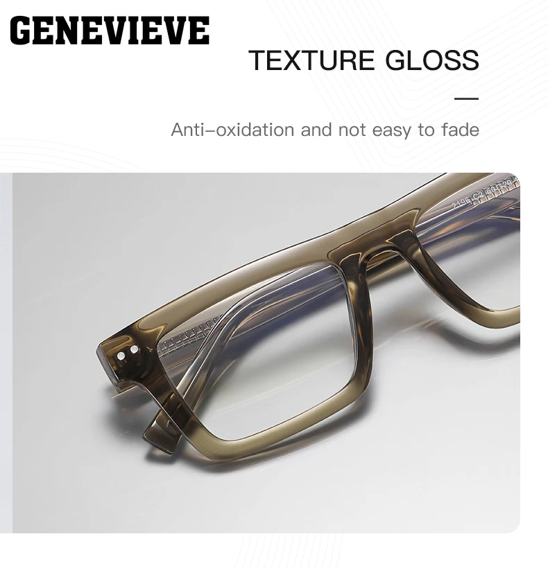 GENEVIEVE Minimalist Classic Geometric Square Design Anti-blue Light Customizable Prescription Eyeglasses Photochromic