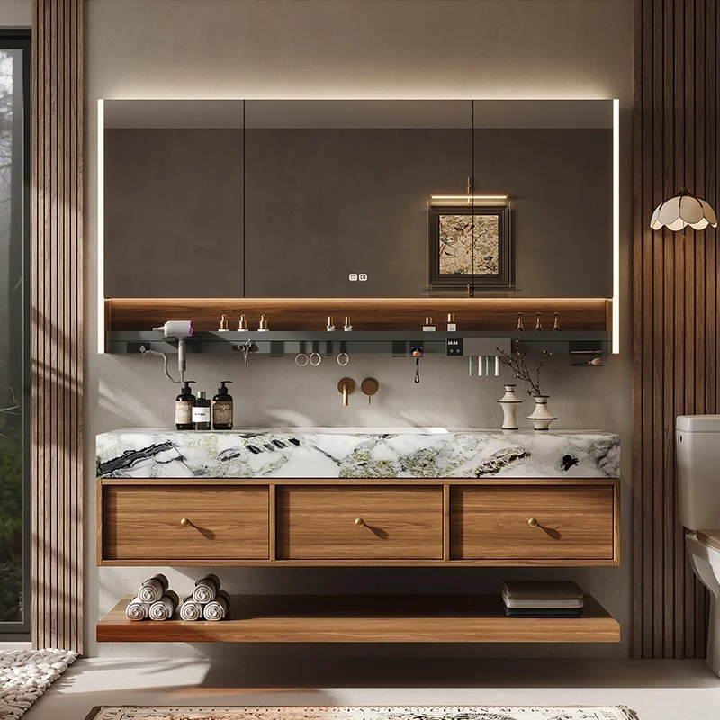 &c Solid wood bathroom cabinet, wash basin, toilet,  dressing table with wash basin, LED mirror set with lights