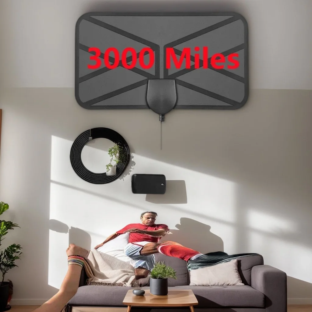 Antena de TV HD portátil – Antena DVB amplificada digital 30DBI com resposta rápida, uso interno/externo para TV HD