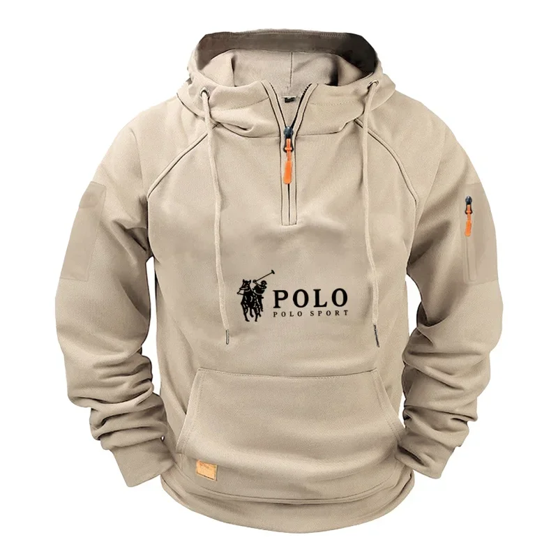 

New style spring-autumn casual warm-weather fitness sports shirt for men - printed, loose-fitting, hooded, pullover style shirt