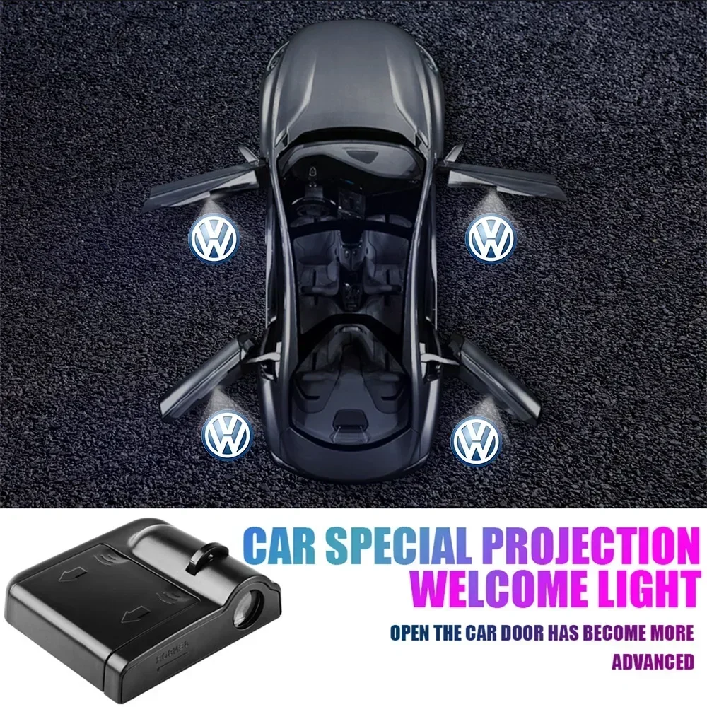 

Car Logo Wireless Courtesy Lamp Car Door Projector LED Welcome Lights For Volkswagen VW R Line Golf Polo Tiguan Passat B6 Touran
