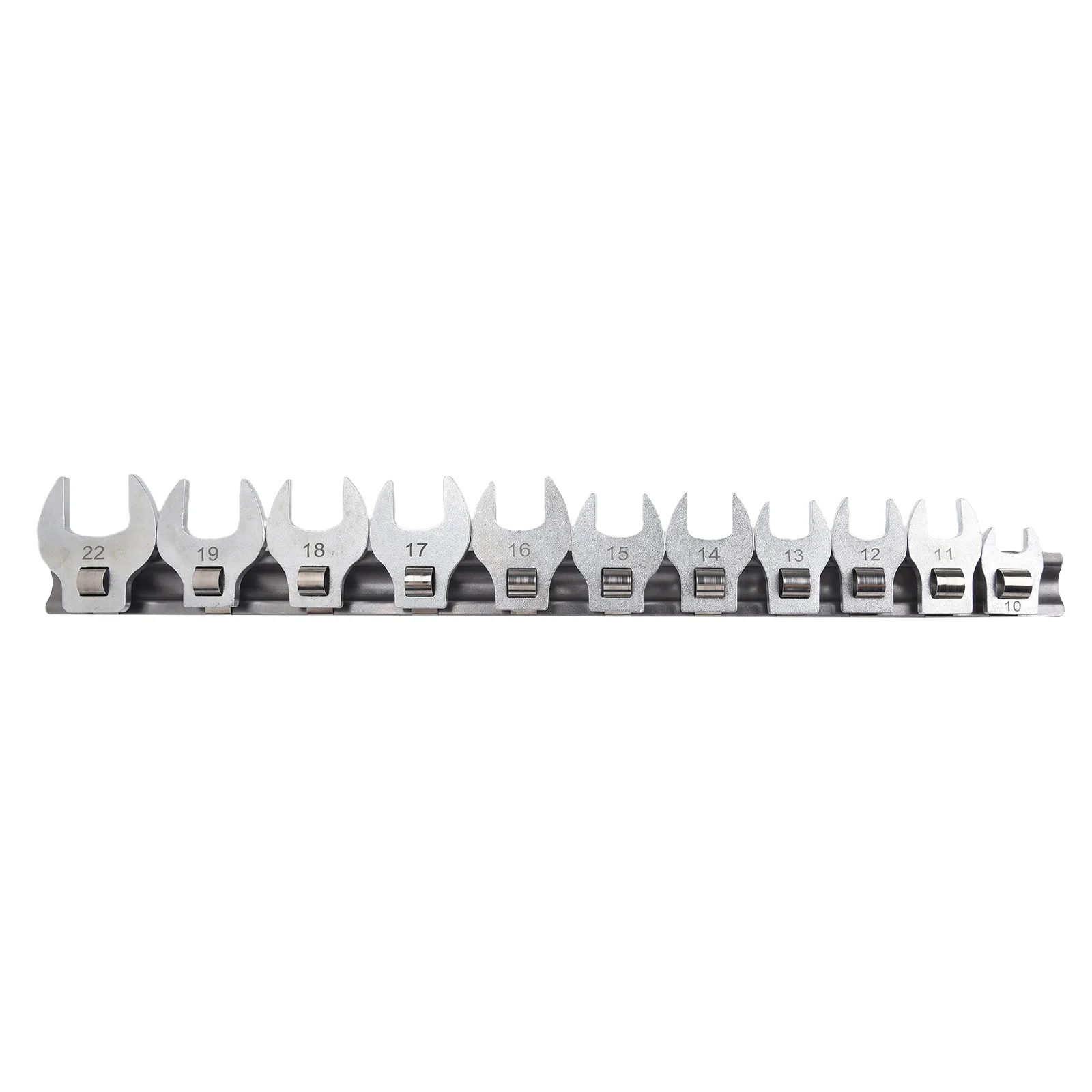 11Pcs 3/8 Inch Drive Crowfoot Wrench 10 To 22mm Metric SAE Imperial Chrome Plated Foot Open End Spanner Storage Rack Hand Tool