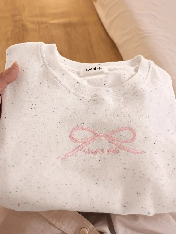 

White Short Sleeve T-Shirt Women Summer New Embroidery Pleated Waist Small Size Short Style Top Korean Loose Fit