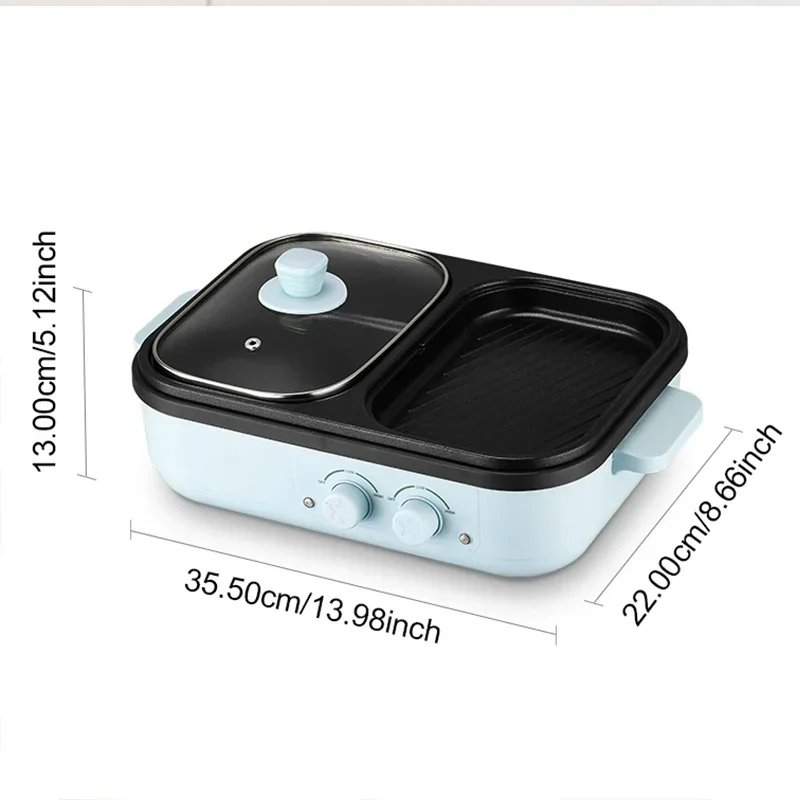 2-in-1 Multifunctional Electric Hot Pot & BBQ Grill Cooker Household Non-Stick Multi-Cooker with Dual Voltage (110V/220V) US EU