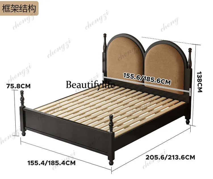 Brown Soft Double Bed Couples Decoration Adults Queen Modern Double Bed Luxury Japanese Wooden Camas Matrimoniales Furniture