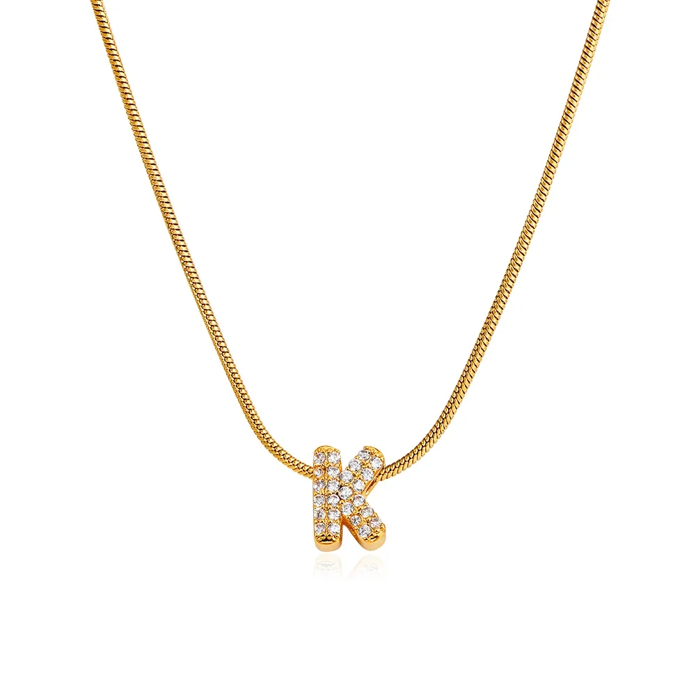 Modische Kleine CZ Zirkon Initial Alphabet Anhänger Halskette Vergoldeter Edelstahl A-Z Buchstaben Halsketten Geburtstagsgeschenke Schmuck – Detail 18