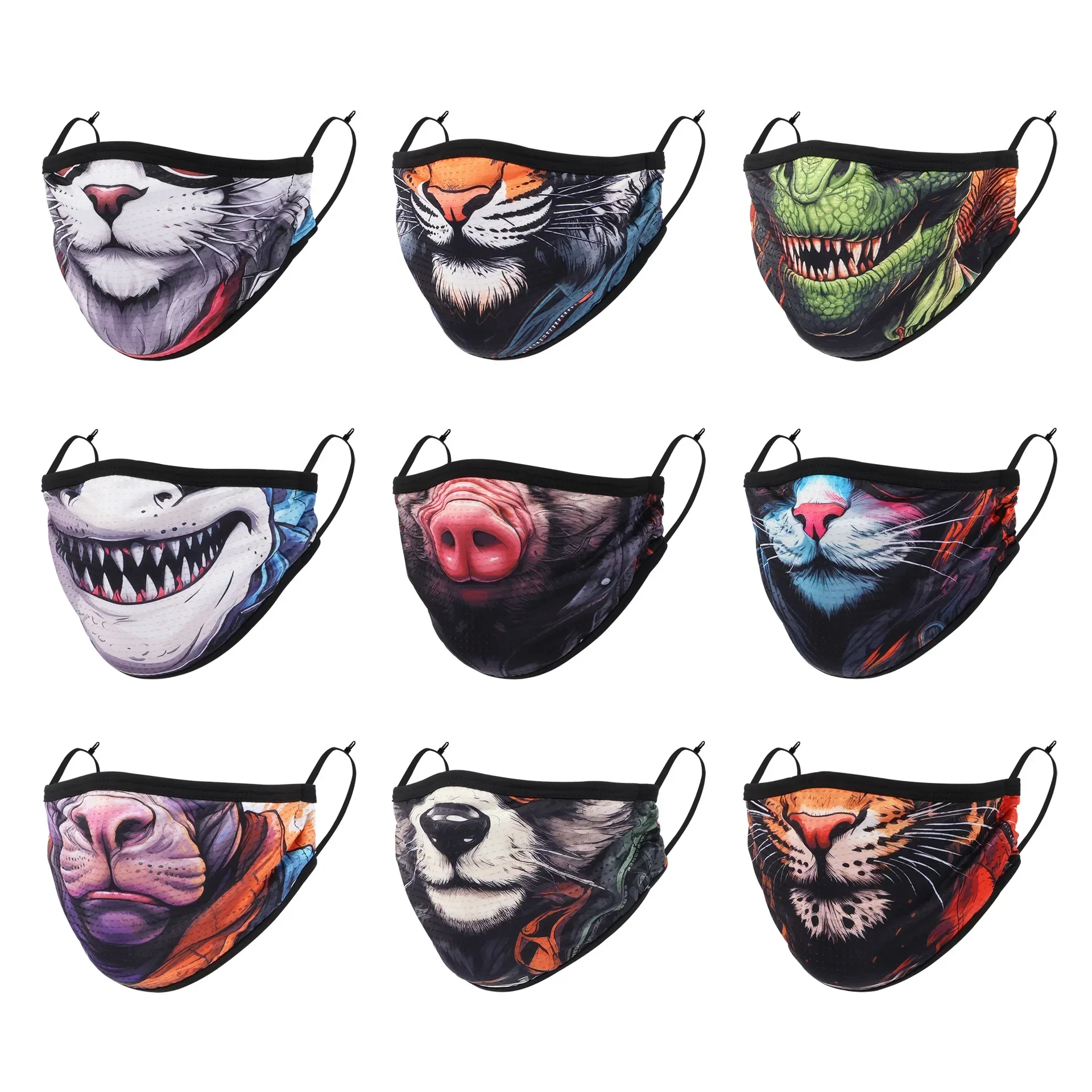 

Animal 3D Print Mask Men Cycling Face Protection Outdoor Women Motorcycle Breathable Mask With Filter PM2.5 Dustproof Windproof