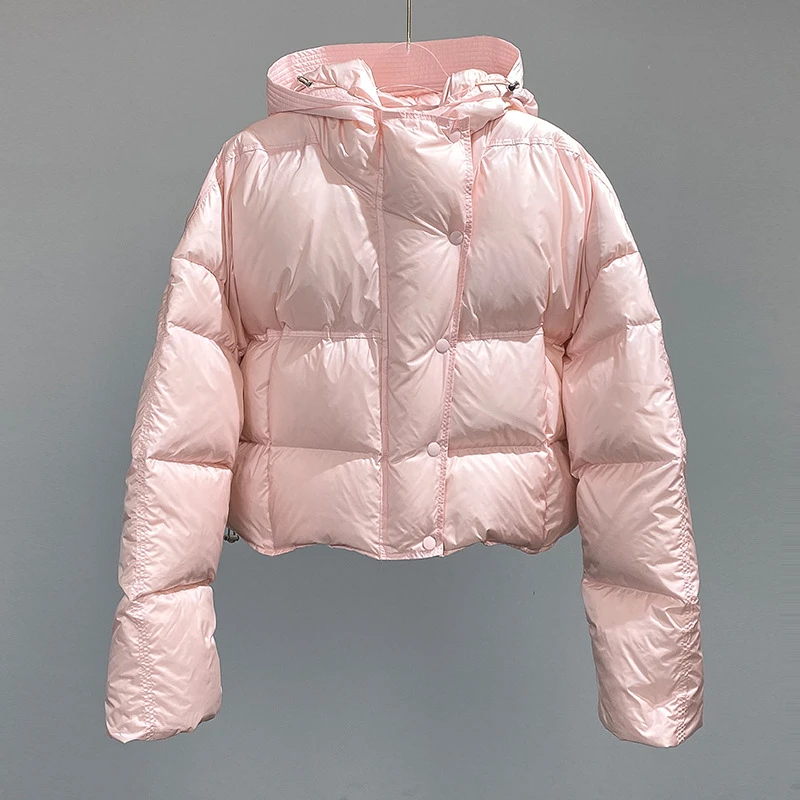 2024 winter new women\'s hooded drawstring waist short down jacket y2k high quality fashion casual thick warm lovely bread coat