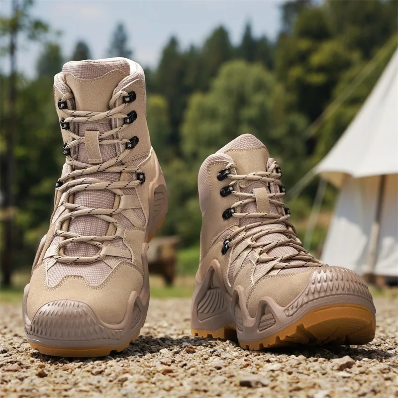 メンズハイカットタクティカルトレーニングブーツ、ウィンタースポーツ、アウトドアハイキング、登山靴、滑り止めワークブーツ