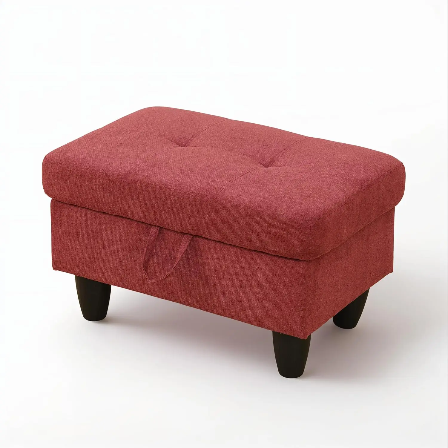 

Ottoman Rectangular Storage Ottoman Bench Flannel Footrest Footstool With Hinged Lid For Living Room, Bedroom, Entryway, Red,