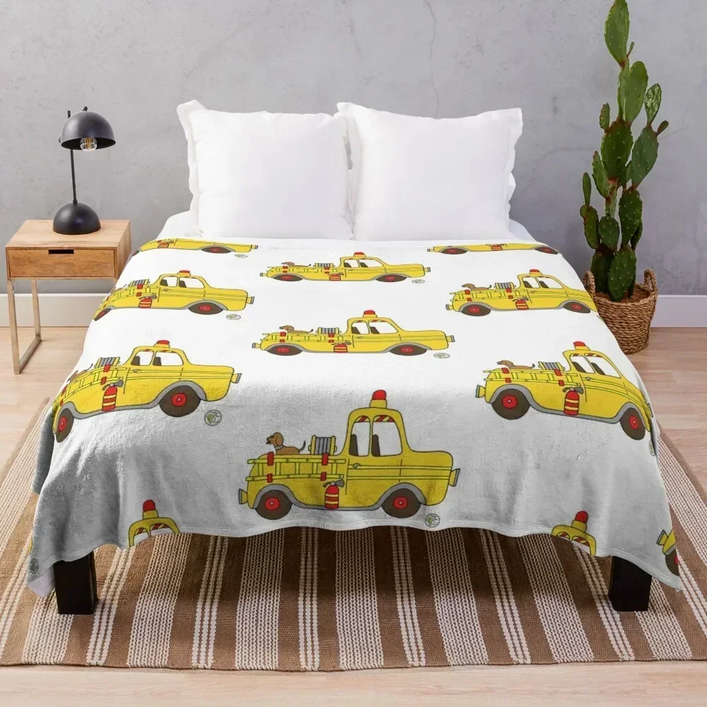 Firetruck Yellow Vintage Fire Truck Throw Blanket Luxury Throw Thermal Blankets