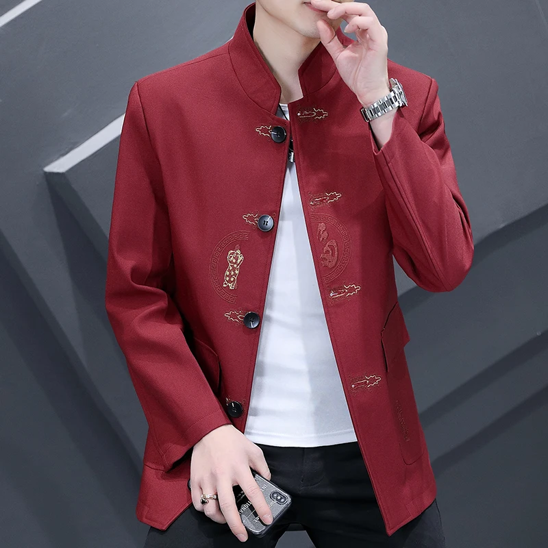 Blazers Men Hot Sale 2023 Chinese Style Stand Collar Autumn Casual Suits Large Size Male Fashion Suits Jacket High Quality Coat