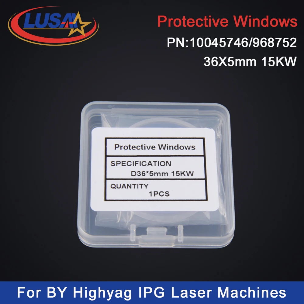 

LUSAI 10Pcs/Lot Fiber Laser Protective Windows/Protective Lens 36*5mm 15KW 10045746/968752 For Nukon Highyag IPG Laser Machines