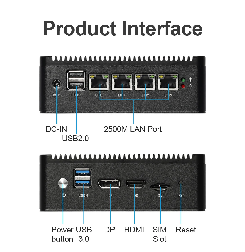 Imagem -05 - Mini pc X86 Router Celeron J4125 N4000 4x2.5g Ethernet Slot 4g Virtualização de Suporte Openwrt Pfsense Windows Linux