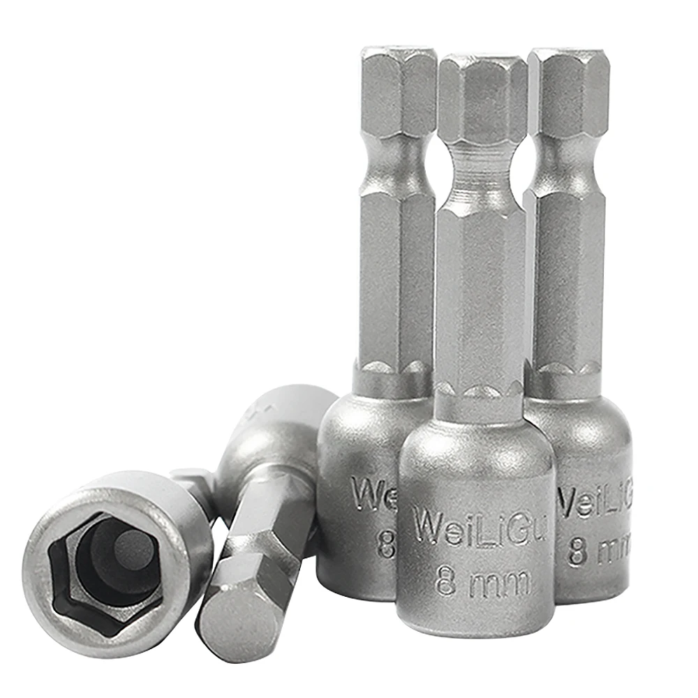 

1-12Pcs Lenth 45mm 48mm Sleeve Tools Magnetic/Non-Magnetic Hexagonal Socket Nozzle Nut Screwdriver Set Drill Bit Set Tools