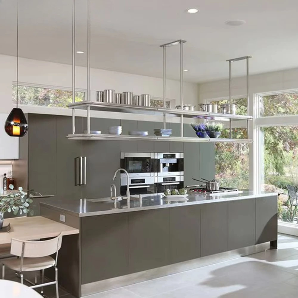 

Custom Luxury Modern Kitchenette Organizer Storage Complete Set Stainless Steel Island Kitchen Cabinets Accessories