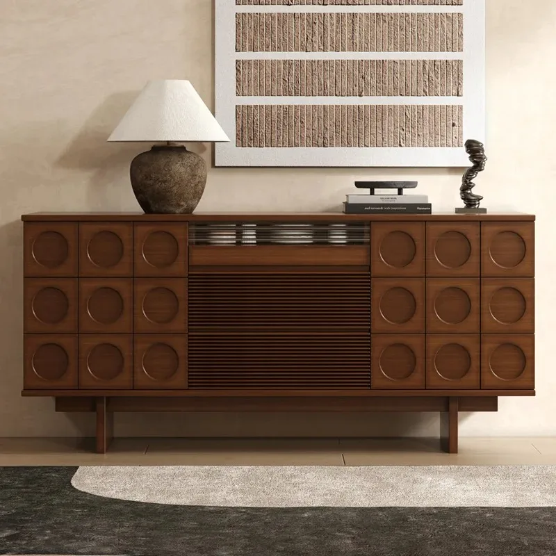 American retro solid wood TV cabinet, living room wall household storage locker, dining side cabinet