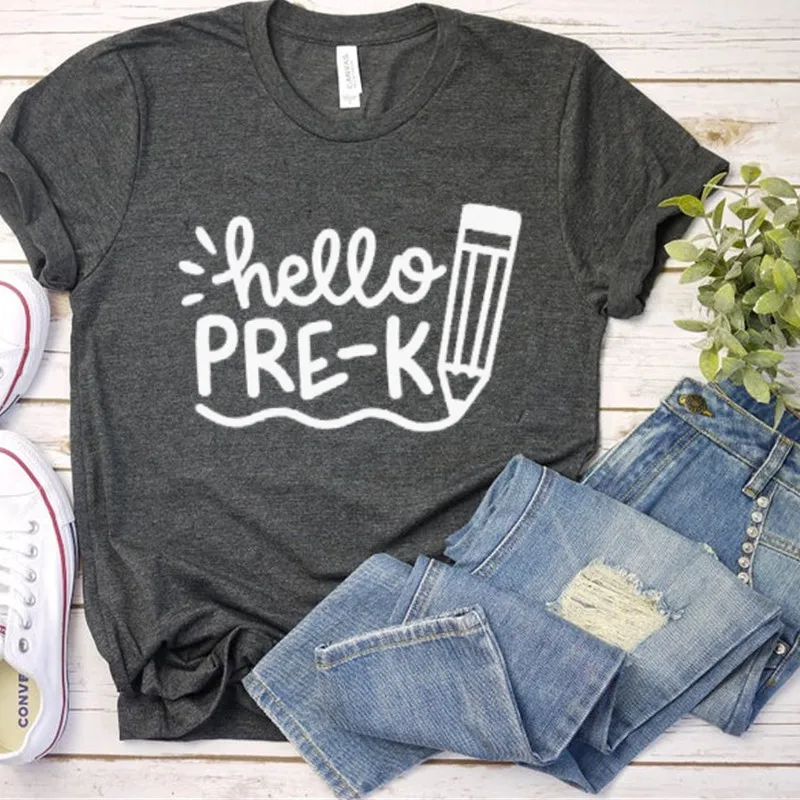 Hello Pre K Grade Shirt  Gift for Teachers  Back to School T-Shirt woman tshirts  graphic tee  y2k aesthetic  harajuku