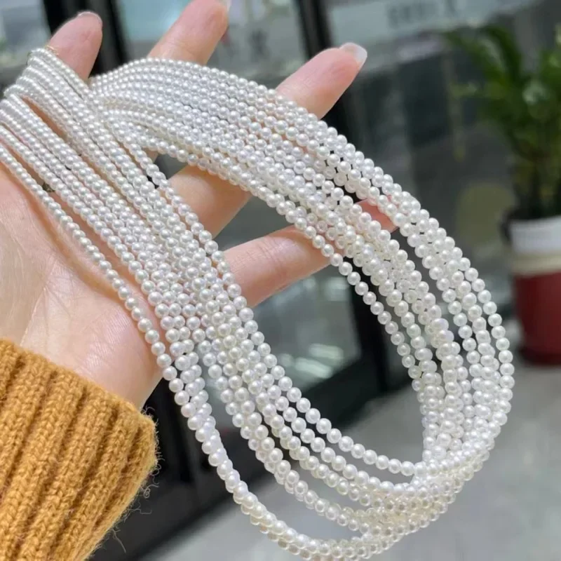 

3-4mm Real Natural Pearl Necklace, 925 Silver Clasp, Timeless Wedding Gift for Bride, Elegant Jewelry for Women