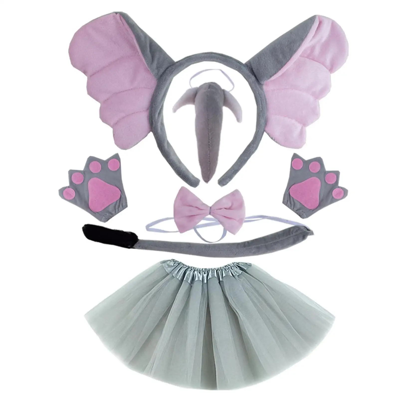 ชุดแต่งกายสัตว์ครบชุด หูช้าง ที่คาดผม โบว์ผูกคอ หาง สำหรับเล่นบทบาทสมมติ อุปกรณ์ประกอบฉากถ่ายภาพ และงานปาร์ตี้