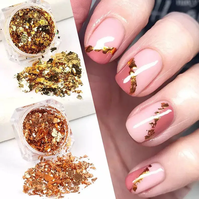8Colors Gold Silver Irregular Foil Paper Fragments Nail Art Sequin Sticker DIY Manicure UV Gel Polish Nail Decoration Tools