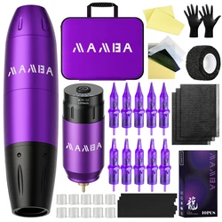 1set, MAMBA Professional Wireless Tattoo Kit, 1200mAh Tattoo Power Supply Large Capacity Battery Permanent Makeup Tattoo Set