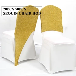 Gold And Silver Color Sequin Chair Cap Hood For Spandex Chair Cover Wedding Event Party Decoration