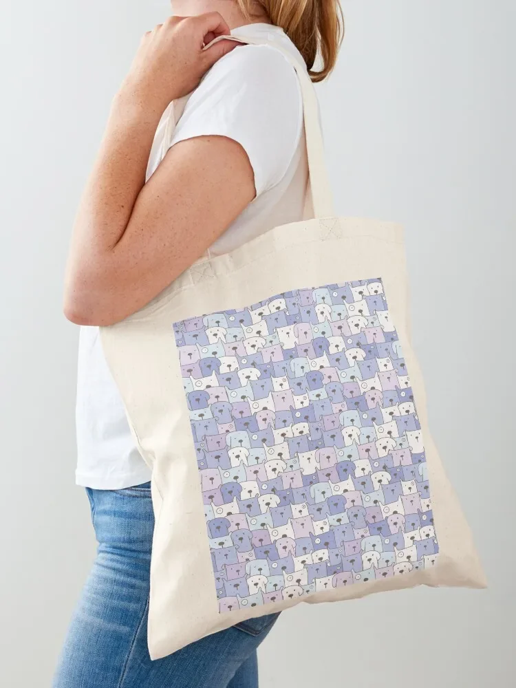 

Cute Multi Dog Print in Lilac and Pale Blue Tote Bag canvas bags Shopping bags large size bags Portable shopping bag