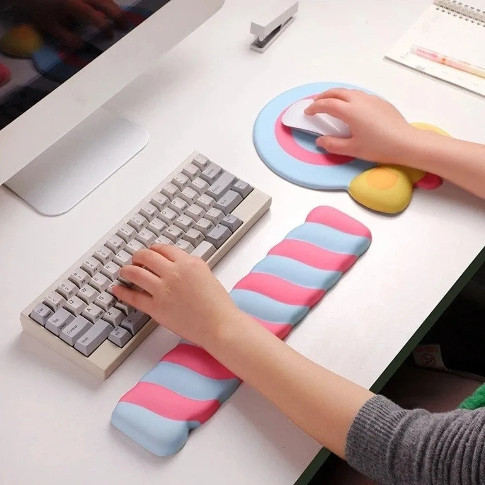 Lollipop Design Silicone Wrist Mouse Pad Non-Slip Desk Mat Large Size Keyboard Rest Memory Foam Wrist Guard Mouse Pad