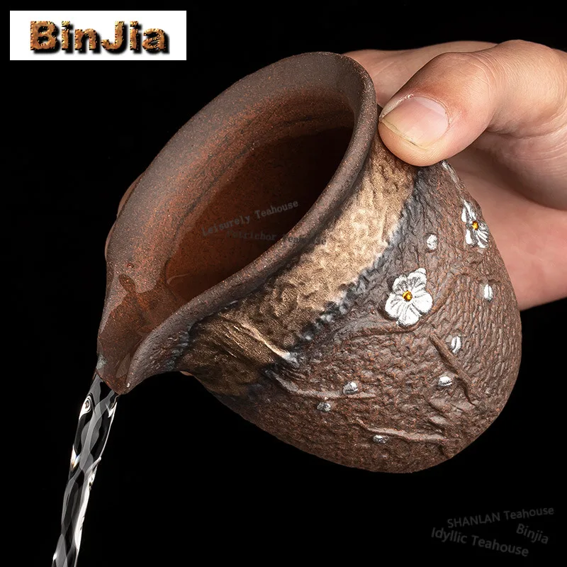 280ml Gilt Kiln Change Tea Pitcher Pour Tea Cha Hai Dispenser Justice Cup White Tea Fair Mug Tea Services Decoration Accessories