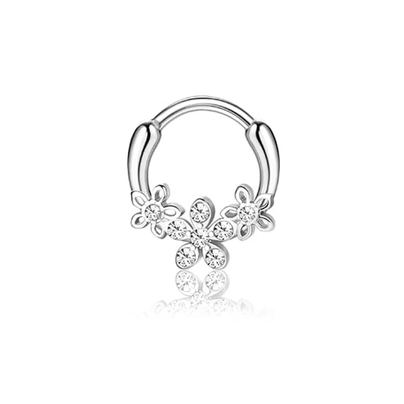 Stainless Steel Opal Septum Clicker Ring