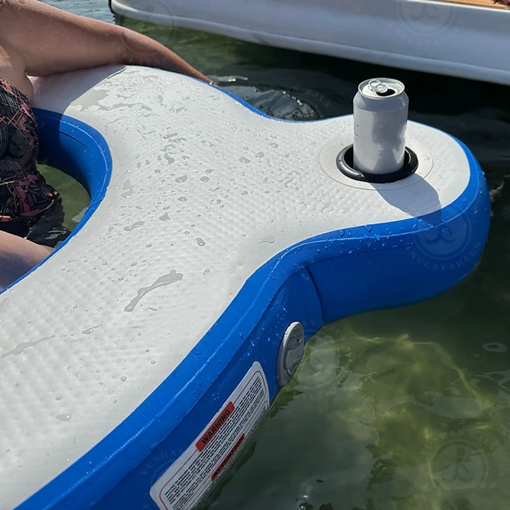 2025 جديد حلقة سباحة قابلة للنفخ جزيرة المياه أنبوب قطرة خياطة تعويم المياه المستديرة مع حامل الكأس