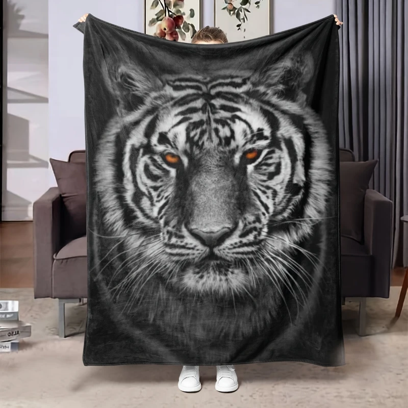 Blue Eyed White Tiger Portrait Throw Blanket,Warm Sofa,Bed Lap Cover,Birthday Anniversary Home Casual Gathering Present