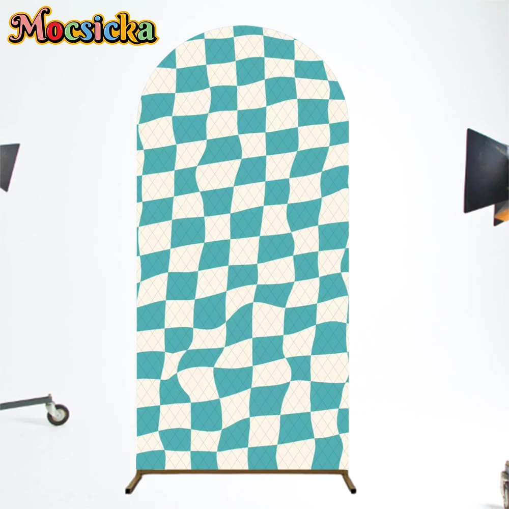 Mocsicka 誕生日アーチ背景カバー両面大人の結婚式の写真アーチ型背景色黒黄色紫緑装飾