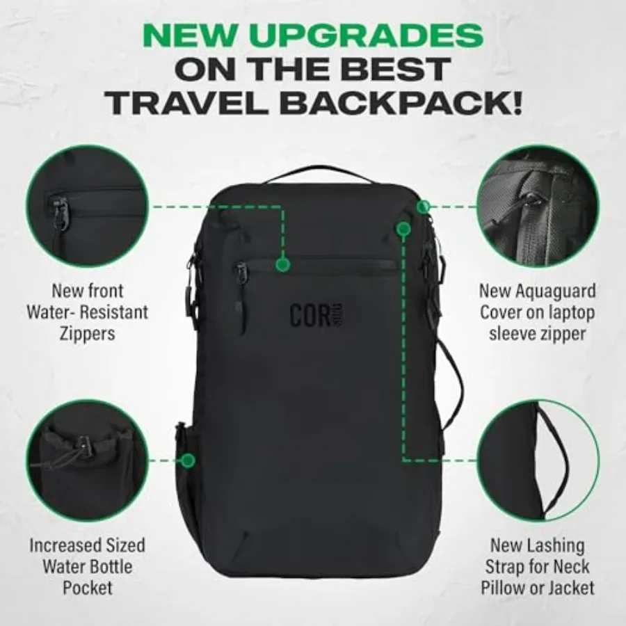 حقيبة ظهر للسفر من COR Surf تحمل على حقيبة ظهر للكمبيوتر المحمول مع جيوب جواز سفر سرية حقيبة ظهر للأعمال في عطلة نهاية الأسبوع #3