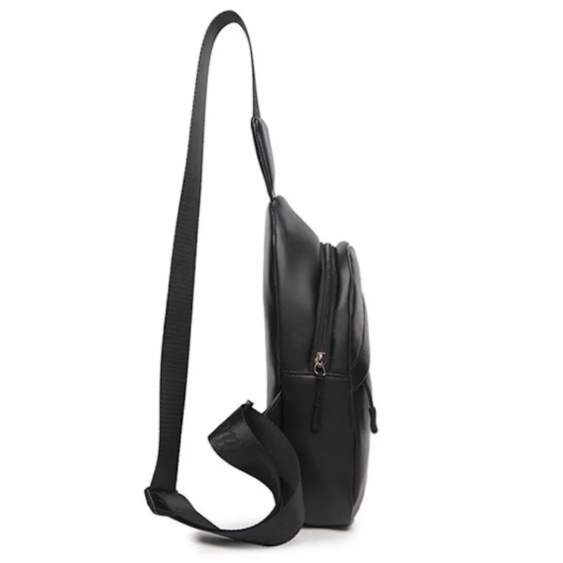 Fashion Men PU Leather Chest Bag Outdoor Leisure Sports Mobile Phone Wallet Organizer Messenger Bag with Headset Hole