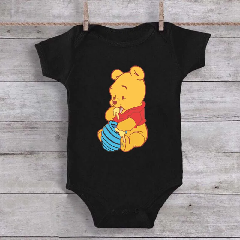 Cartoon Winnie Baby Bodysuit 100% Cotton Newborn Infant Boys Girls Clothes Summer Short Sleeve Baby Romper