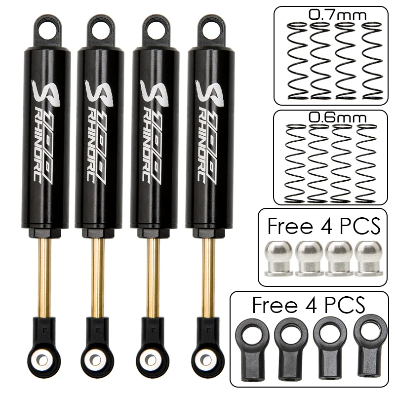 RhinoRC S100 Metal Shock-Absorber Internal Dual Springs 100mm RC Crawling Shock  for 2kg-5kg Vehicles 4pcs/pack