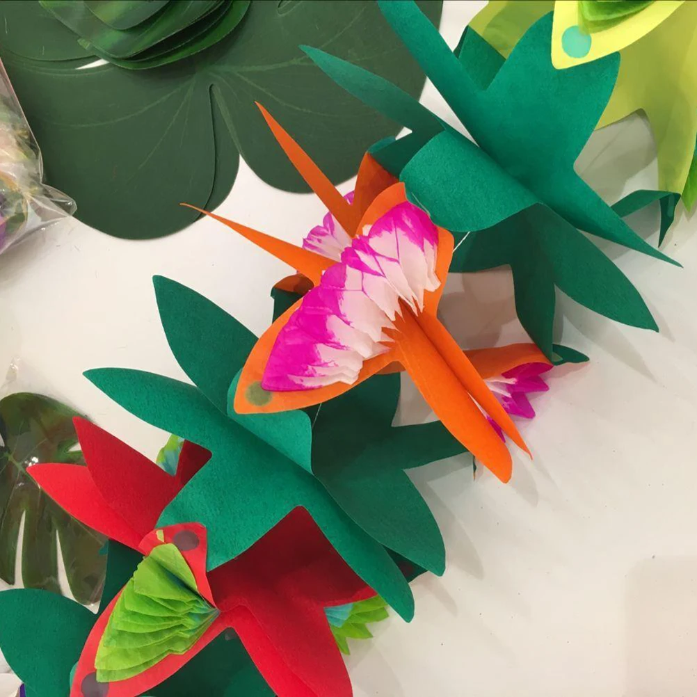 

Latte Tropical Garland Luau Birthday Decorations Tissue Flower Colorful Paper Banner Round