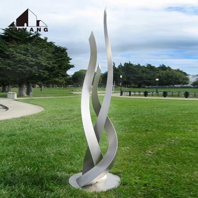 

QUYANG Outdoor Decoration Large Metal Garden Statues Stainless Steel Abstract Sculpture