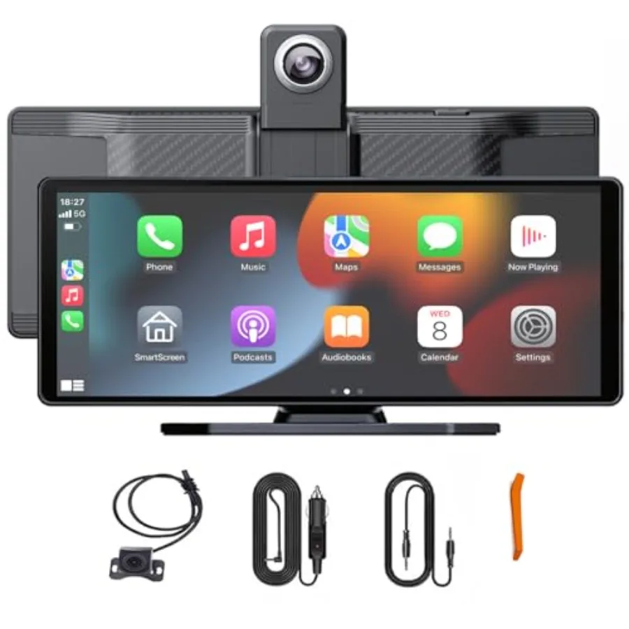 

Car dashboard touchscreen: 10.26-inch wireless Apple CarPlay Android Auto screen with 4K dash cam ultra-light aluminum alloy bo