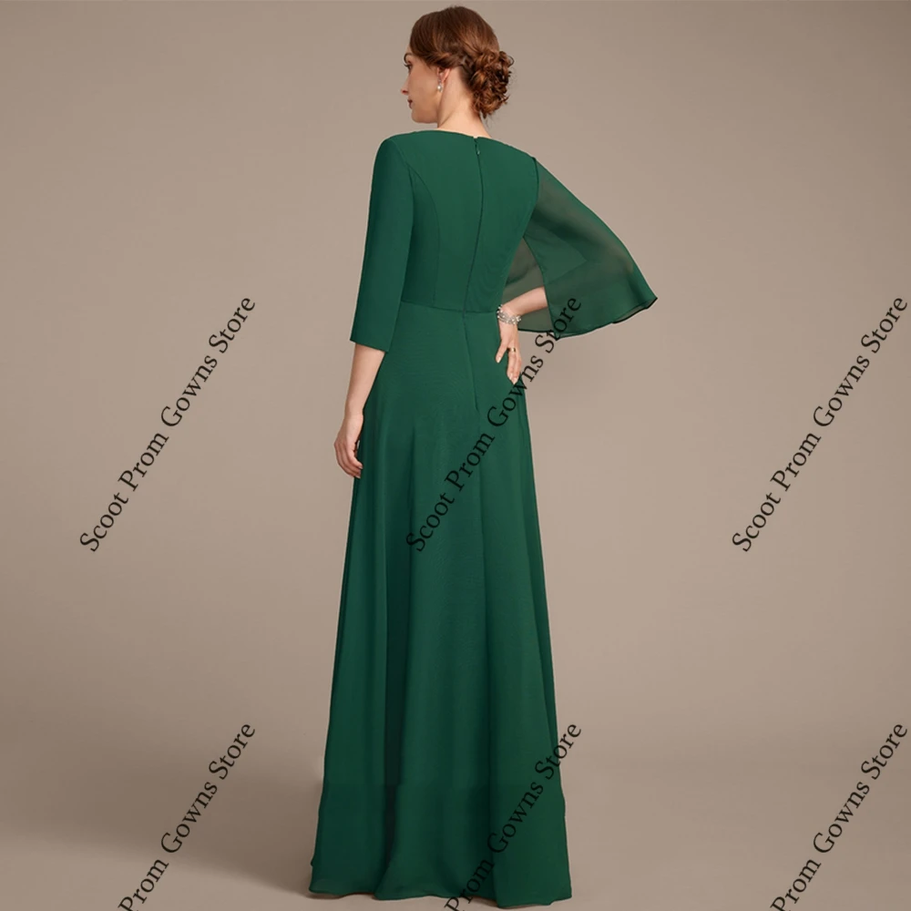 Scoop Beach Mother of Bride Dresses with Chiffon Full Sleeve Wedding Party Dresses  for Women 2025 Summer New Robe De Soirée