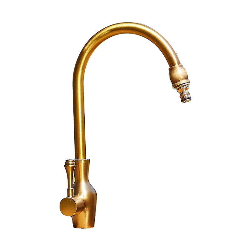 Cold and hot faucets, outdoor antifreeze, all copper single cold watering faucet, antique high bend faucet