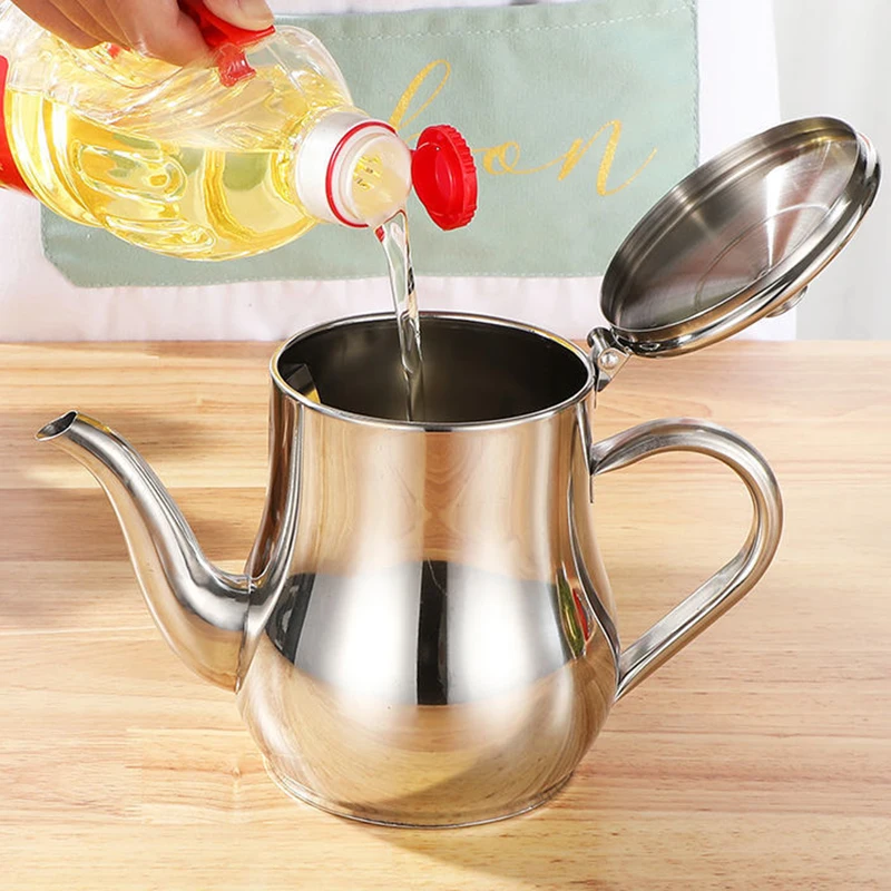 

Stainless Steel Oil Jug Household Leak-proof Wine Bottle Pouring Bottle Seasoning Jar Kitchen Supplies Oil Jar