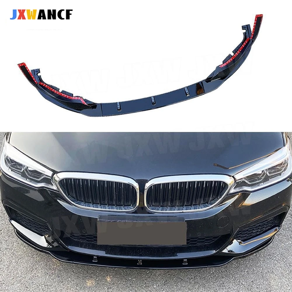 

JXWANCF ABS Gloss Black Front Bumper Lip spoiler with Side Splitters for BMW 5 Series G30 M Tech Sport 2017 2018 2019 2020
