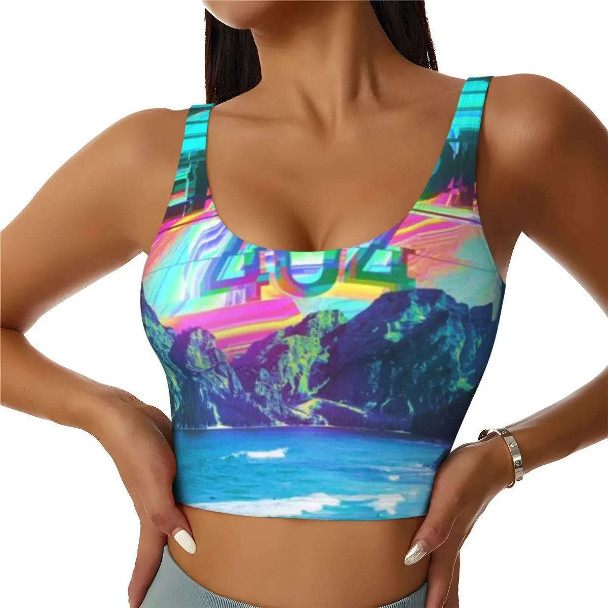 Women Sports Bra Top Error 404 Ski Warm Up Removable Pad Top